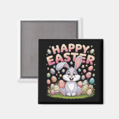 Aimant Joyeuses Pâques 2025 Œufs Lapin Mignon (Recto/Verso)