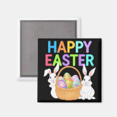 Aimant Joyeuses Pâques 2025 Œufs Lapin Mignon (Recto/Verso)