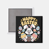 Aimant Joyeuses Pâques 2025 Œufs Lapin Mignon (Recto/Verso)