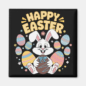 Aimant Joyeuses Pâques 2025 Œufs Lapin Mignon (Devant)