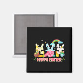 Aimant Joyeuses Pâques 2026 Mignon Lapin Joyeuses Pâques (Recto/Verso)