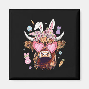 Aimant Joyeuses Pâques Génisse Vache Oreilles de Lapin Ch