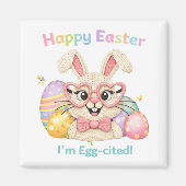 Aimant Joyeuses Pâques Je suis Excité Lapin (Devant)
