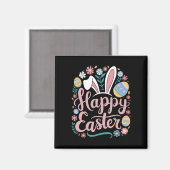 Aimant Joyeuses Pâques Lapin de Pâques Mignon Œufs (Recto/Verso)
