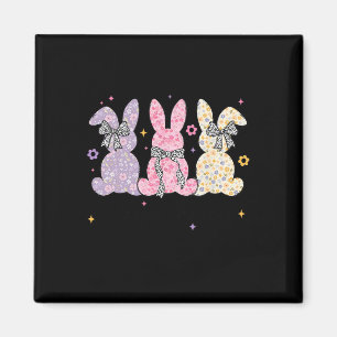 Aimant Joyeuses Pâques Mignon Lapin Coquette Nœud Femmes