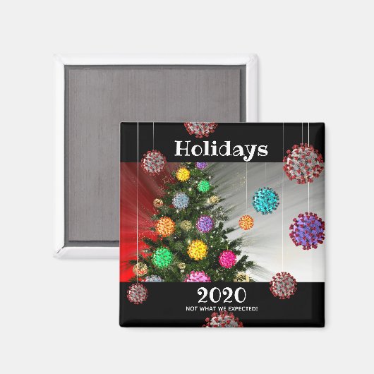 Aimant Joyeuses vacances 2020 covid molécule arbre (Recto/Verso)