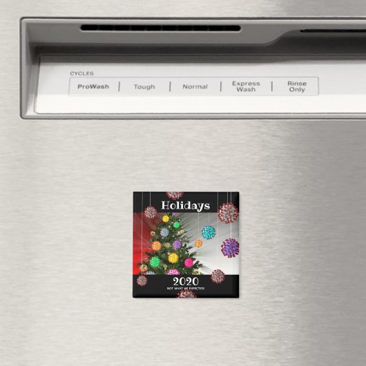 Aimant Joyeuses vacances 2020 covid molécule arbre (In Situ (Lave-vaisselle))