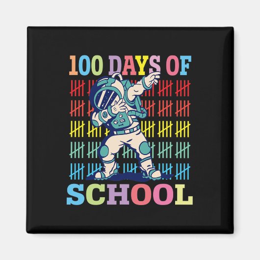 Aimant Joyeux 100 Jours D'Enfants Scolaires Dabbing Astro (Devant)
