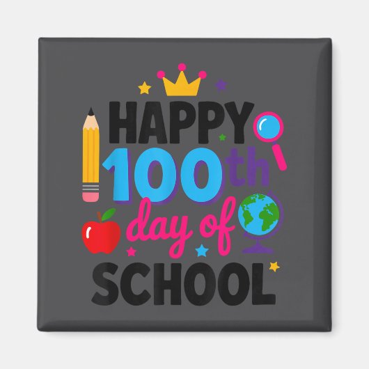 Aimant Joyeux 100e jour d'école 100 jours plus intelligen (Devant)