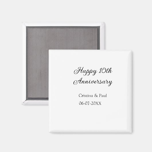 Aimant Joyeux 10e anniversaire simple nom de mariage mini (Recto/Verso)