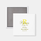 Aimant Joyeux 15e anniversaire jaune ajouter nom monogram (Recto/Verso)