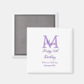 Aimant Joyeux 16e anniversaire violet ajouter nom monogra (Recto/Verso)
