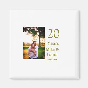 Aimant Joyeux 20e anniversaire nom du couple date or