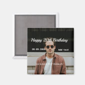 Aimant Joyeux 20e anniversaire simple photo ajouter nom d (Recto/Verso)