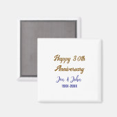 Aimant Joyeux 30e anniversaire de mariage royal bleu or s (Recto/Verso)