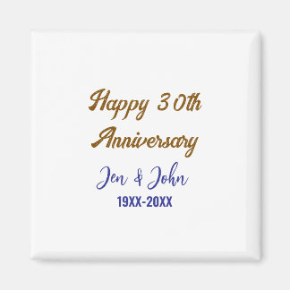 Aimant Joyeux 30e anniversaire de mariage royal bleu or s