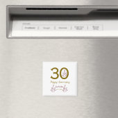 Aimant Joyeux 30e anniversaire nom date feuille rouge dor (In Situ (Lave-vaisselle))