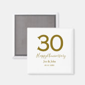Aimant Joyeux 30e anniversaire nom date golden bold lette (Recto/Verso)
