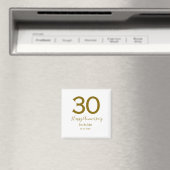 Aimant Joyeux 30e anniversaire nom date golden bold lette (In Situ (Lave-vaisselle))