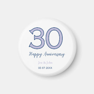 Aimant Joyeux 30e anniversaire nom date pastel violet ret