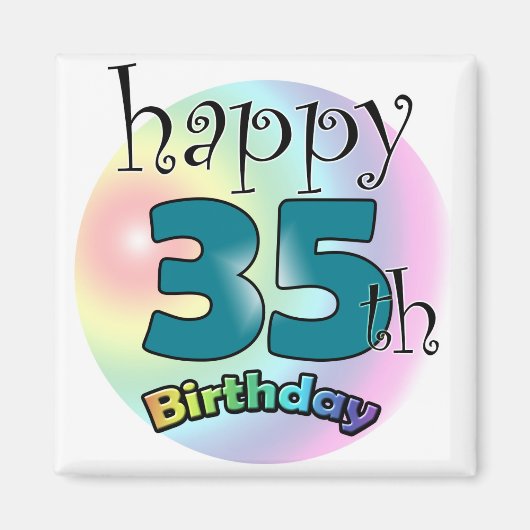 Aimant Joyeux 35e anniversaire (blauw) (Devant)