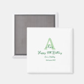 Aimant Joyeux 40e anniversaire vert ajouter nom monogramm (Recto/Verso)