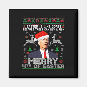 Aimant Joyeux 4 e Pâques Amusants Biden Mauvais Noël Homm