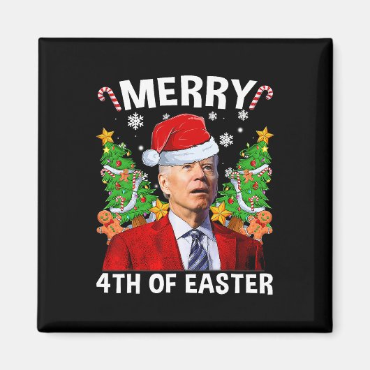 Aimant Joyeux 4 ème de Pâques Drôle Biden Vilain Noël Swe (Devant)