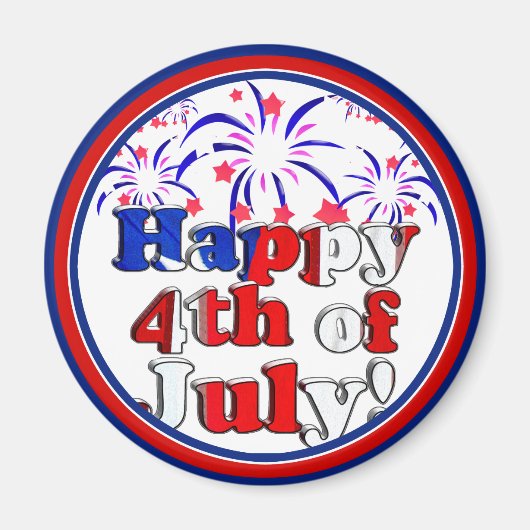 Aimant Joyeux 4 juillet avec Fireworks (Devant)