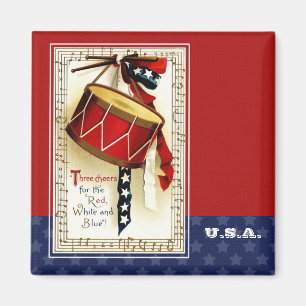 Aimant Joyeux 4 juillet. Conception patriotique vintage