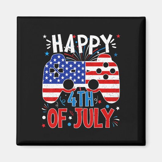 Aimant Joyeux 4 juillet de jeux patriotique drapeau améri (Devant)