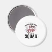 Aimant Joyeux 4 juillet Flamingo Squad Vector Design_1 (Recto/Verso)