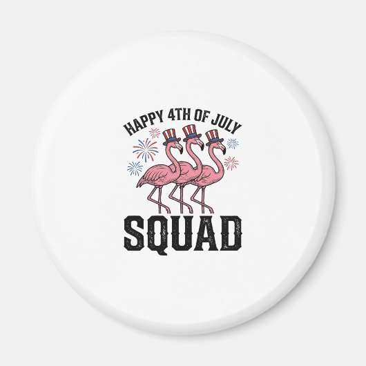 Aimant Joyeux 4 juillet Flamingo Squad Vector Design_1 (Devant)