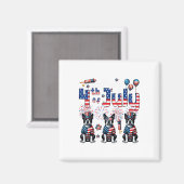 Aimant Joyeux 4 juillet trois mignons Boston Terriers Sun (Recto/Verso)