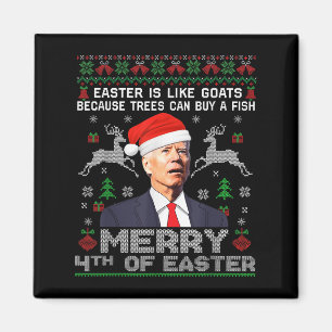 Aimant Joyeux 4ème de Pâques Drôle de Biden Sweat de Noël