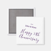 Aimant Joyeux 50e anniversaire nom violet année simple  (Recto/Verso)