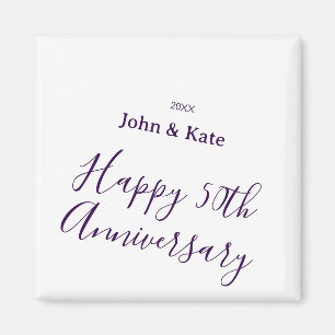 Aimant Joyeux 50e anniversaire nom violet année simple