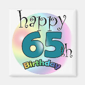 Aimant Joyeux 65e anniversaire (blauw) (Devant)