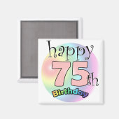 Aimant Joyeux 75ème anniversaire (roze) (Recto/Verso)