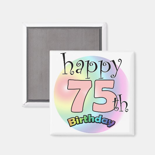 Aimant Joyeux 75ème anniversaire (roze) (Recto/Verso)