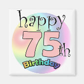 Aimant Joyeux 75ème anniversaire (roze) (Devant)