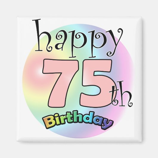 Aimant Joyeux 75ème anniversaire (roze) (Devant)