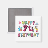 Aimant Joyeux 7ème anniversaire. 7 ans. (Recto/Verso)