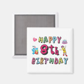 Aimant Joyeux 8 Anniversaire. 8 ans avant jour. (Recto/Verso)