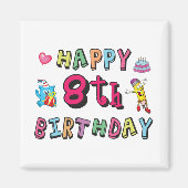 Aimant Joyeux 8 Anniversaire. 8 ans avant jour. (Devant)