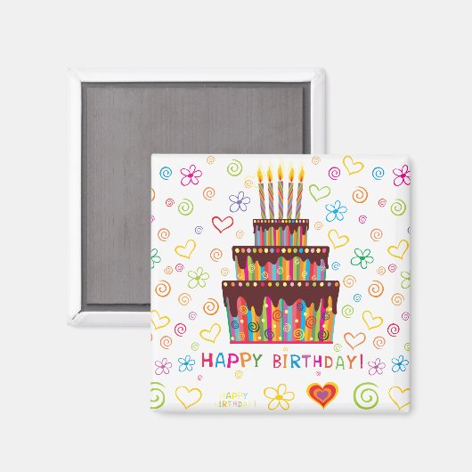 Aimant Joyeux anniversaire (Recto/Verso)