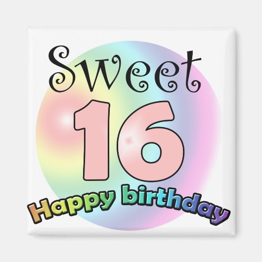 Aimant Joyeux Anniversaire 16 ans (Devant)