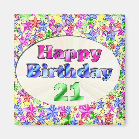 Aimant Joyeux anniversaire 21 (Devant)