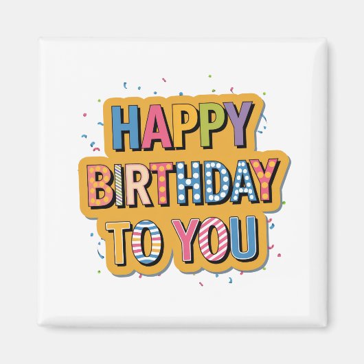 Aimant Joyeux anniversaire à motifs (Devant)