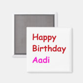 Aimant Joyeux anniversaire Aadi (Recto/Verso)